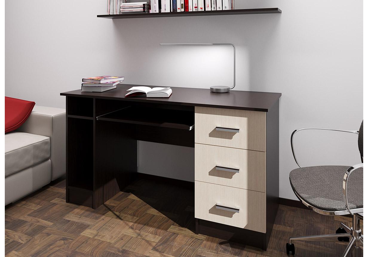 стол компьютерный пкс 5 дуб сонома белый глянец