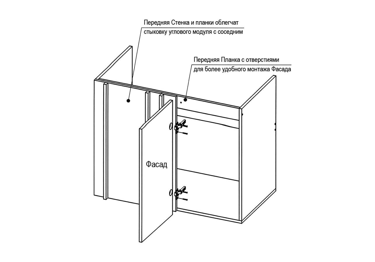Чертеж углового модуля кухни