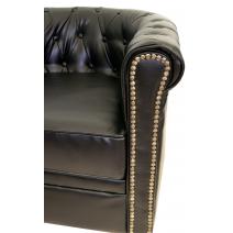  Черный кожаный двухместный диван Karo, фото 3 