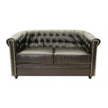  Черный кожаный двухместный диван Karo, фото 1 