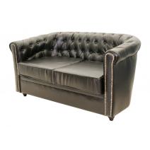  Черный кожаный двухместный диван Karo, фото 2 