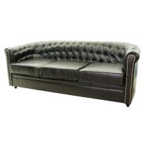  Черный трехместный диван из кожи Karo black 3S, фото 2 