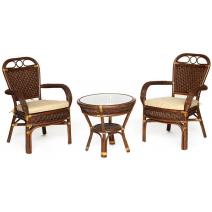  Комплект террасный ANDREA (стол кофейный со стеклом + 2 кресла + подушки), фото 1 