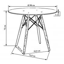  Стол обеденный DOBRIN CHELSEA`90 GLASS, ножки светлый бук, столешница стекло, фото 3 
