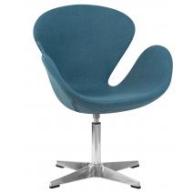  Кресло дизайнерское DOBRIN SWAN, синяя ткань IF6, алюминиевое основание, фото 12 