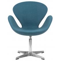  Кресло дизайнерское DOBRIN SWAN, синяя ткань IF6, алюминиевое основание, фото 5 