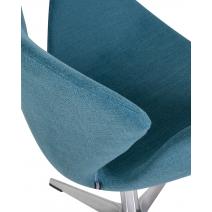  Кресло дизайнерское DOBRIN SWAN, синяя ткань IF6, алюминиевое основание, фото 8 