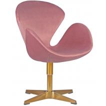  Кресло дизайнерское DOBRIN SWAN, розовый велюр BLUVEL52, золотое основание, фото 1 