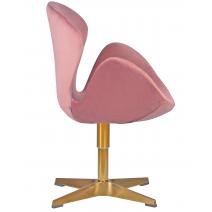  Кресло дизайнерское DOBRIN SWAN, розовый велюр BLUVEL52, золотое основание, фото 2 