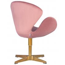  Кресло дизайнерское DOBRIN SWAN, розовый велюр BLUVEL52, золотое основание, фото 3 