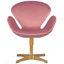  Кресло дизайнерское DOBRIN SWAN, розовый велюр BLUVEL52, золотое основание, фото 5 