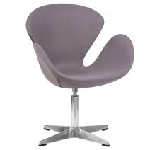  Кресло дизайнерское DOBRIN SWAN, серая ткань IF11, алюминиевое основание, фото 12 