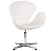  Кресло дизайнерское DOBRIN SWAN, белый кожзам P23, алюминиевое основание, фото 11 