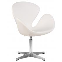  Кресло дизайнерское DOBRIN SWAN, белый кожзам P23, алюминиевое основание, фото 1 
