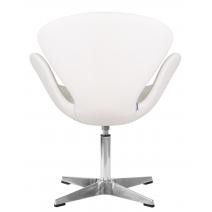  Кресло дизайнерское DOBRIN SWAN, белый кожзам P23, алюминиевое основание, фото 4 