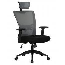 Офисное кресло для персонала DOBRIN NIXON, чёрный, серая сетка, фото 1 