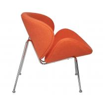  Кресло дизайнерское DOBRIN EMILY, оранжевая ткань AF, хромированная сталь, фото 3 