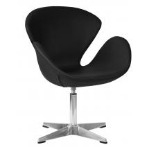  Кресло дизайнерское DOBRIN SWAN, черный кожзам P13, алюминиевое основание, фото 1 