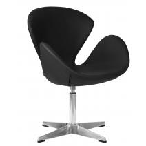  Кресло дизайнерское DOBRIN SWAN, черный кожзам P13, алюминиевое основание, фото 2 