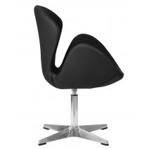  Кресло дизайнерское DOBRIN SWAN, черный кожзам P13, алюминиевое основание, фото 3 