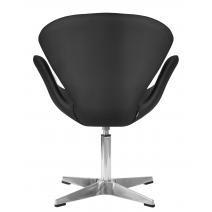  Кресло дизайнерское DOBRIN SWAN, черный кожзам P13, алюминиевое основание, фото 5 