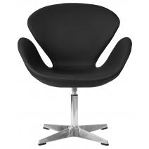  Кресло дизайнерское DOBRIN SWAN, черный кожзам P13, алюминиевое основание, фото 6 