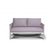  "Сан Ремо" диван 2-местный плетеный из роупа, каркас алюминий белый, роуп бежевый, ткань бежевая, фото 2 