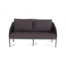  "Канны" диван 2-местный плетеный из роупа, каркас алюминий темно-серый (RAL7024) матовый, роуп темно-серый круглый, ткань интерьерная, фото 2 