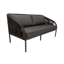  "Канны" диван 2-местный плетеный из роупа, каркас алюминий темно-серый (RAL7024) матовый, роуп темно-серый круглый, ткань интерьерная, фото 3 