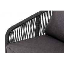  "Канны" кресло плетеное из роупа, каркас алюминий темно-серый (RAL7024) шагрень, роуп темно-серый круглый, ткань Savana grafit, фото 4 