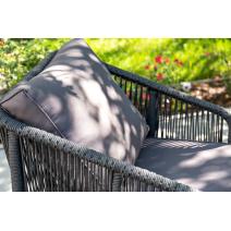  "Канны" кресло плетеное из роупа, каркас алюминий темно-серый (RAL7024) шагрень, роуп темно-серый круглый, ткань Savana grafit, фото 10 