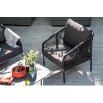  "Канны" кресло плетеное из роупа, каркас алюминий темно-серый (RAL7024) шагрень, роуп темно-серый круглый, ткань Savana grafit, фото 15 