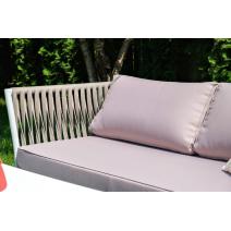  "Касабланка" диван 2-местный плетеный из роупа, каркас алюминий светло-серый (RAL7035) шагрень, роуп серо-коричневый 23мм, ткань бежевая интерьерная, фото 6 