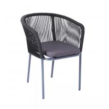  "Марсель" стул плетеный из роупа, каркас алюминий темно-серый (RAL7024) шагрень, роуп темно-серый круглый, ткань темно-серая, фото 3 