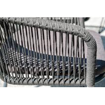  "Марсель" стул плетеный из роупа, каркас алюминий темно-серый (RAL7024) шагрень, роуп темно-серый круглый, ткань темно-серая, фото 7 