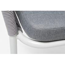  "Марсель" стул плетеный из роупа, каркас алюминий белый шагрень, роуп светло-серый круглый, ткань светло-серая, фото 4 
