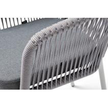  "Марсель" стул плетеный из роупа, каркас алюминий белый шагрень, роуп светло-серый круглый, ткань светло-серая, фото 6 