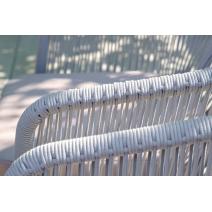  "Марсель" стул плетеный из роупа, каркас алюминий белый шагрень, роуп светло-серый круглый, ткань светло-серая, фото 16 