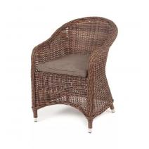  "Равенна" плетеное кресло из искусственного ротанга, цвет коричневый с серой подушкой, фото 1 