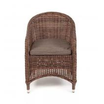  "Равенна" плетеное кресло из искусственного ротанга, цвет коричневый с серой подушкой, фото 2 