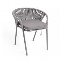  "Женева" стул плетеный из роупа, каркас алюминий темно-серый (RAL7024) шагрень, роуп серый 15мм, ткань серая, фото 3 