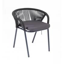  "Женева" стул плетеный из роупа, каркас алюминий темно-серый (RAL7024) шагрень, роуп темно-серый круглый, ткань темно-серая, фото 3 