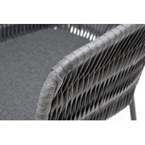  "Бордо" стул плетеный из роупа (колос), каркас из стали серый (RAL7022) муар, роуп серый 15мм, ткань серая, фото 4 