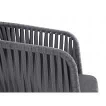 "Бордо" стул плетеный из роупа, каркас алюминий белый шагрень, роуп серый 15мм, ткань серая, фото 2 
