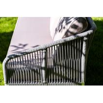  "Канны" диван 2-местный плетеный из роупа, каркас алюминий белый, роуп светло-серый круглый, ткань светло-серая, фото 10 