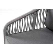  "Канны" диван 2-местный плетеный из роупа, каркас алюминий белый шагрень, роуп светло-серый круглый, ткань Neo ash, фото 5 