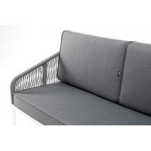  "Канны" диван 2-местный плетеный из роупа, каркас алюминий белый шагрень, роуп светло-серый круглый, ткань Neo ash, фото 6 