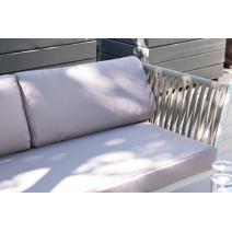  "Касабланка" диван модульный плетеный из роупа, каркас алюминий, роуп бежевый 20мм, ткань Neo ash, фото 9 