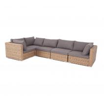  "Лунго" трансформирующийся диван из искусственного ротанга (гиацинт), цвет соломенный, фото 1 