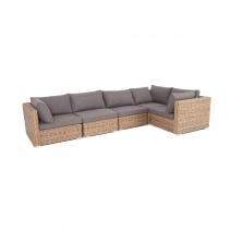  "Лунго" трансформирующийся диван из искусственного ротанга (гиацинт), цвет соломенный, фото 2 